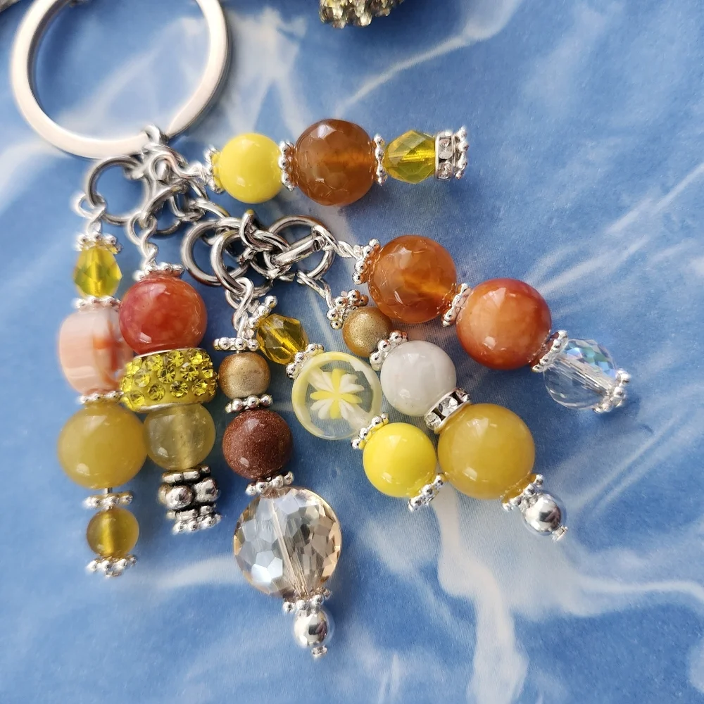 Yellow Duck Purse Charm or Keychain Glass Crystal Rondels Handcrafted